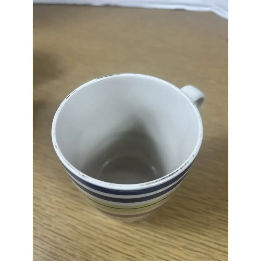 Pier 1 Coffee Mugs Horizontal Stripes Set of 4